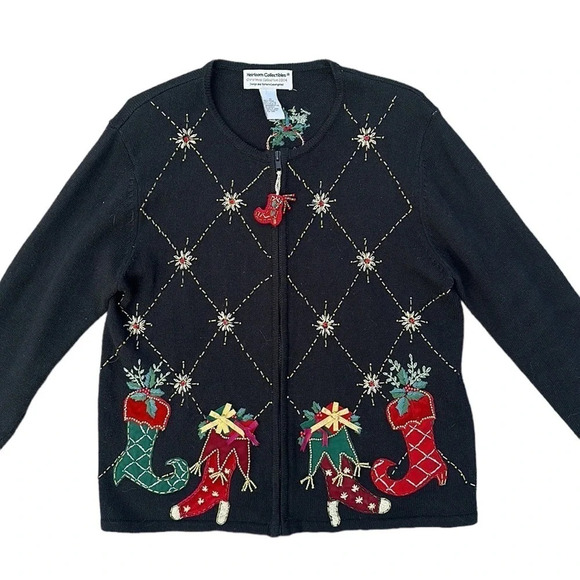 Vintage Heirloom Collectibles Ugly Christmas Sweater Cardigan Women’s - Picture 5 of 9